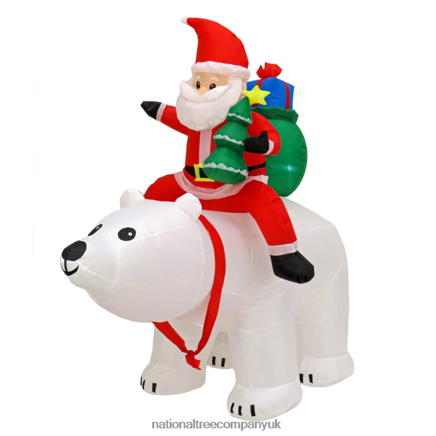 decoration | National Tree Company First Traditions 6 ft Inflatable Santa Riding Polar Bear F2L4F649